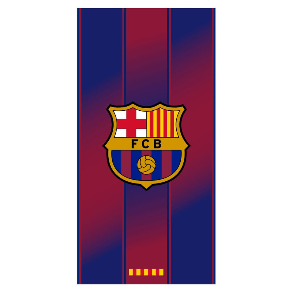 FC Barcelona, πετσέτα μπλε-κόκκινη με κάθετες ρίγες και έμβλημα FCB στο κέντρο