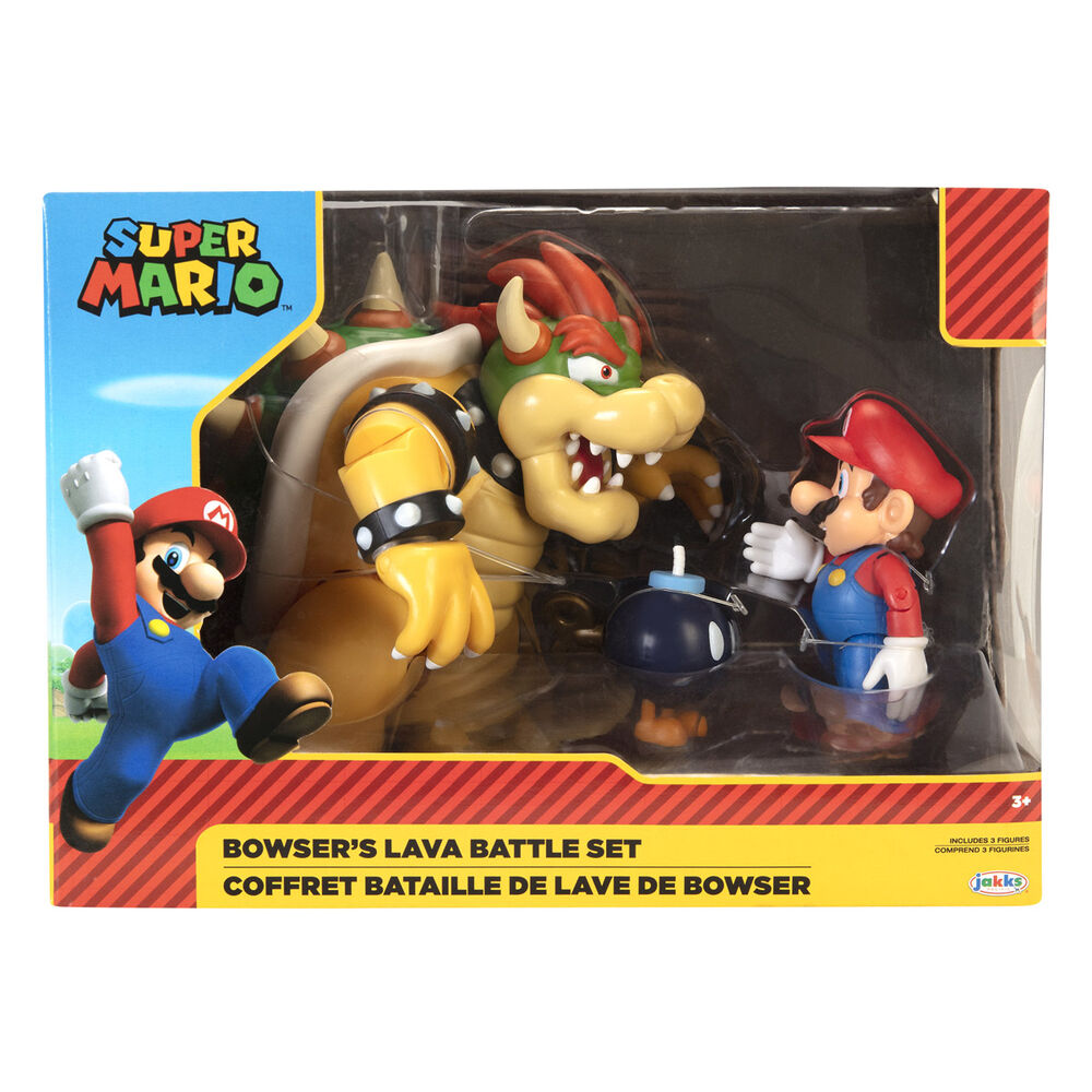 Super Mario Bowser's Lava Battle Set κουτί, Bowser και Mario αντιμέτωποι, Bob-omb, σπήλαιο λάβας