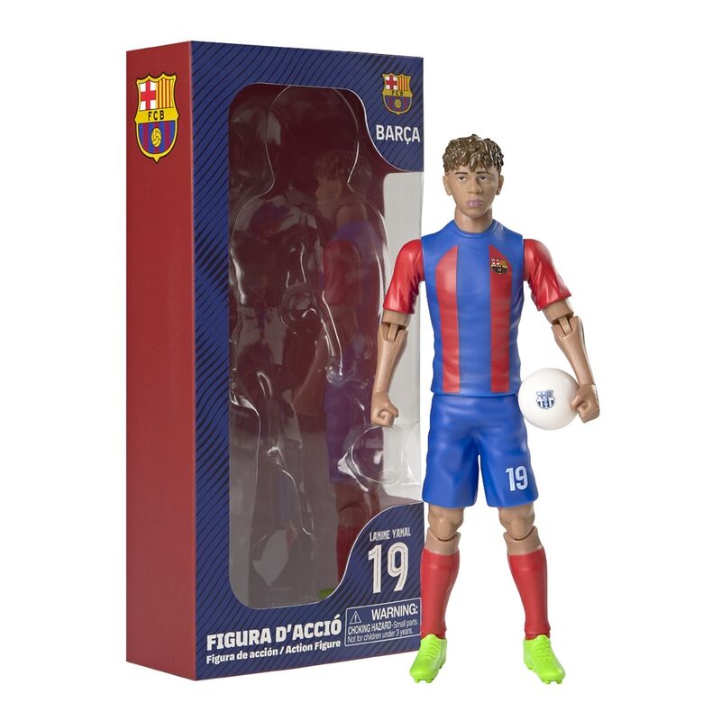 Lamine Yamal #19 FC Barcelona, φιγούρα δράσης με μπάλα δίπλα στο κουτί