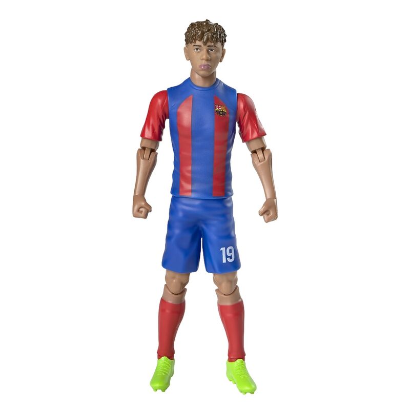 Lamine Yamal #19 FC Barcelona, φιγούρα δράσης μπροστά με πράσινα παπούτσια