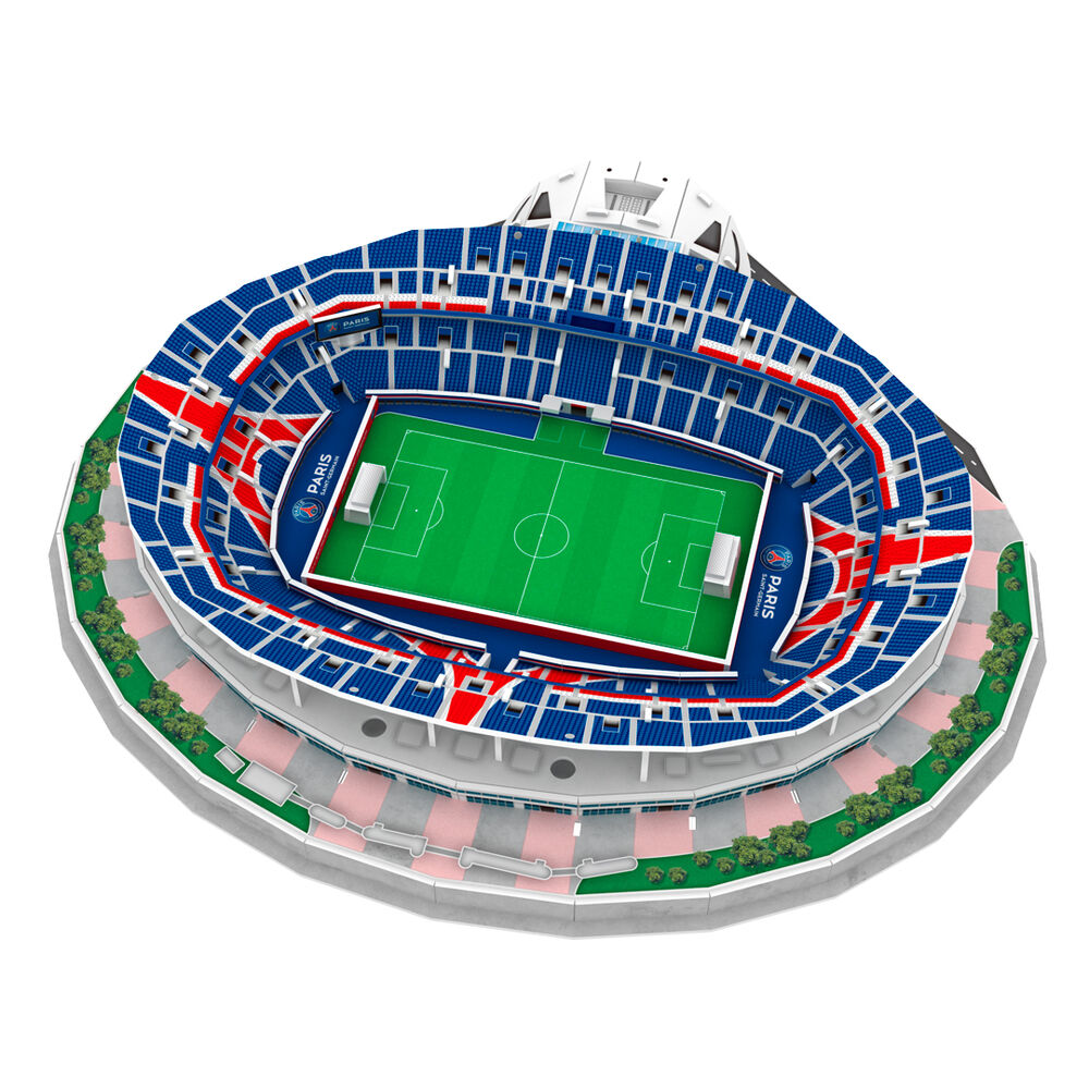 Parc des Princes PSG, 3D παζλ σταδίου με μπλε-κόκκινες εξέδρες και πράσινο γήπεδο