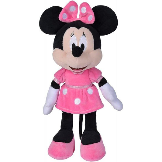  Minnie Mouse Disney, λούτρινο όρθιο ροζ φόρεμα με λευκές βούλες και ροζ φιόγκο