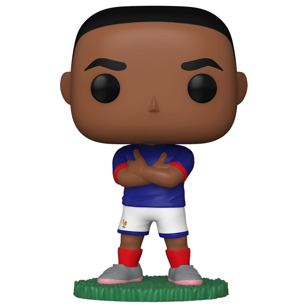 Kylian Mbappé #78 Γαλλία, Funko POP! φιγούρα με μπλε φανέλα και κόκκινες κάλτσες σε πράσινη βάση