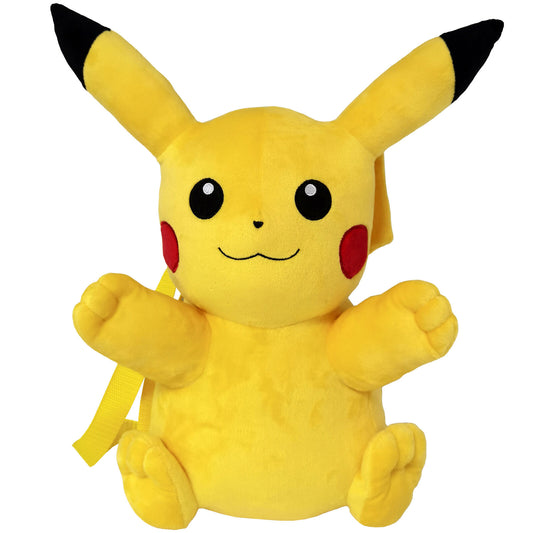 Λούτρινη τσάντα πλάτης Pokémon Pikachu, κίτρινο με κόκκινα μάγουλα, μπροστινή όψη