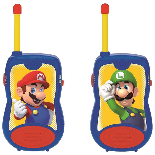 Super Mario ασύρματοι πομποδέκτες ζεύγος, μπλε σώμα, Mario κίτρινη κεραία, Luigi κίτρινη κεραία