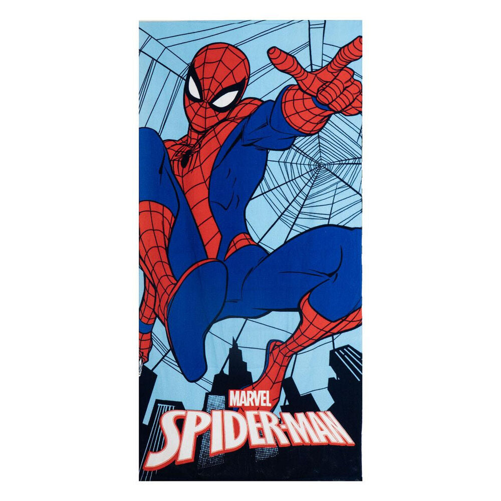 Σετ Θαλάσσης Spider-Man, πετσέτα 70x140cm, Spider-Man δράση κόκκινη μπλε στολή, MARVEL SPIDER-MAN logo