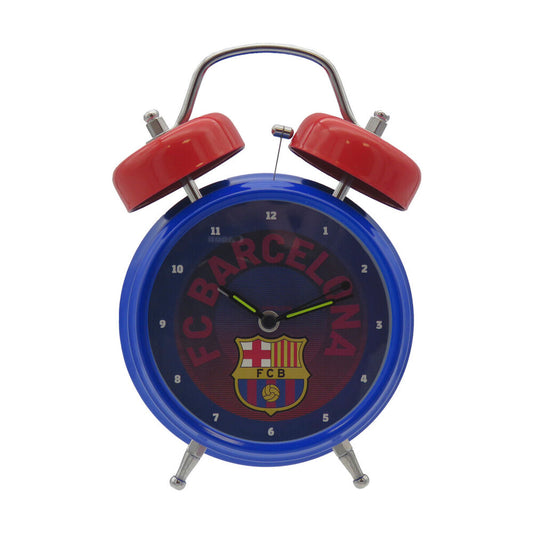 Ξυπνητήρι FC Barcelona μπλε με κόκκινες καμπάνες, καντράν με έμβλημα FCB και επιγραφή "FC Barcelona"
