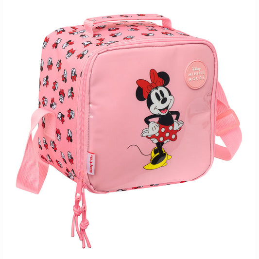 Minnie Mouse Safta, τσάντα φαγητού ροζ με all-over print και στάμπα Minnie με κόκκινο φόρεμα