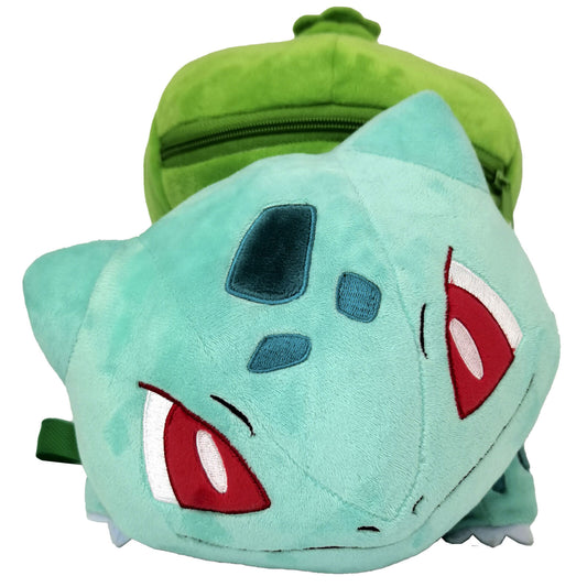 Λούτρινη τσάντα πλάτης Pokémon Bulbasaur, τιρκουάζ με κόκκινα μάτια και πράσινο βολβό με φερμουάρ