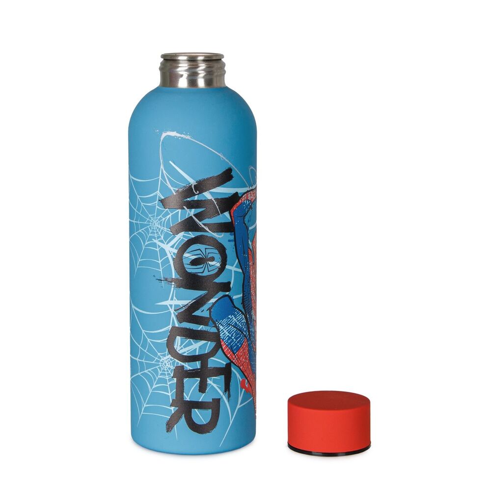 Παγούρι Spider-Man 800ml, γαλάζιο ατσάλι, WONDER κείμενο, Spider-Man, κόκκινο πώμα ανοιχτό
