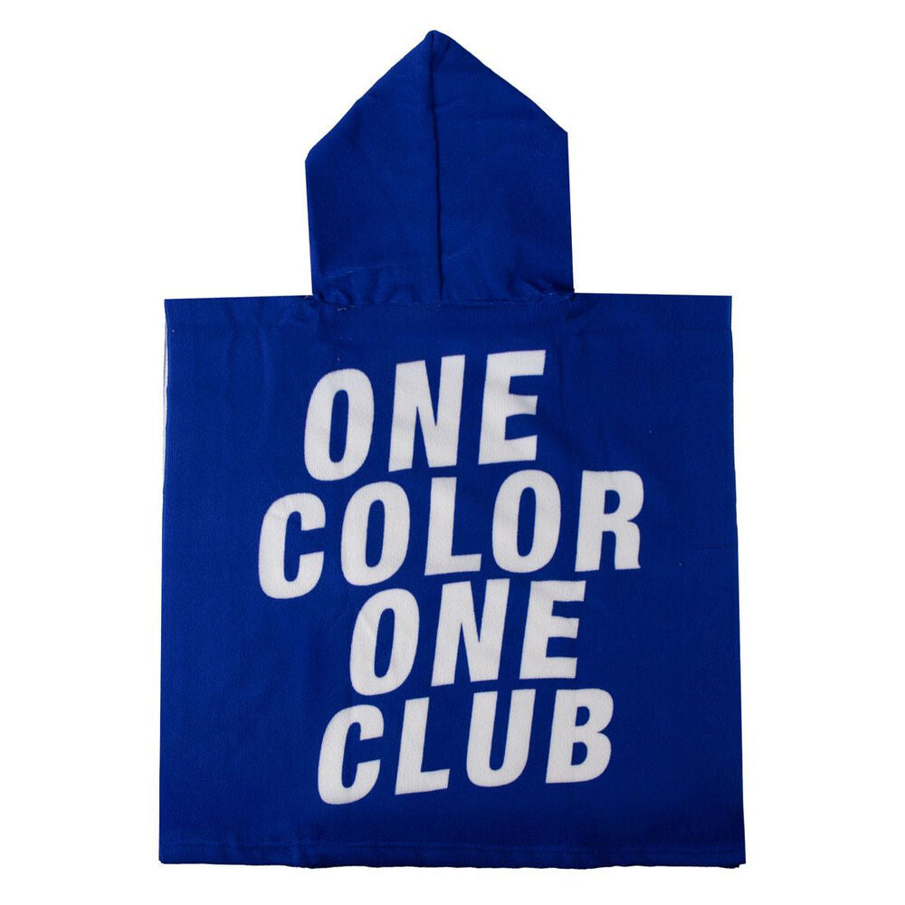 Real Madrid C.F., πόντσο πετσέτα μπλε πίσω με επιγραφή "ONE COLOR ONE CLUB"