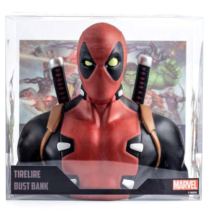 Κουμπαράς Deadpool Marvel bust 20cm, διάφανη συσκευασία, TIRELIRE BUST BANK, MARVEL logo