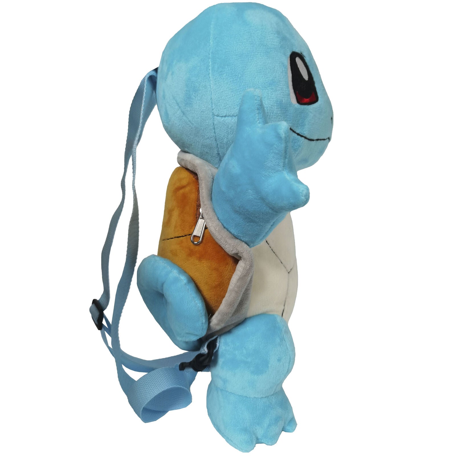Λούτρινη τσάντα πλάτης Pokémon Squirtle, πλαϊνή όψη με φερμουάρ και γαλάζια λουράκια