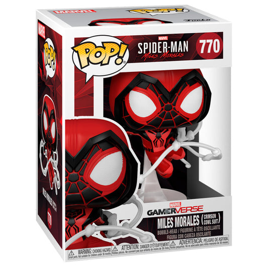 Funko Pop Miles Morales Crimson Cowl Suit #770, κουτί πλαϊνή όψη, Spider-Man Miles Morales #770 κείμενο