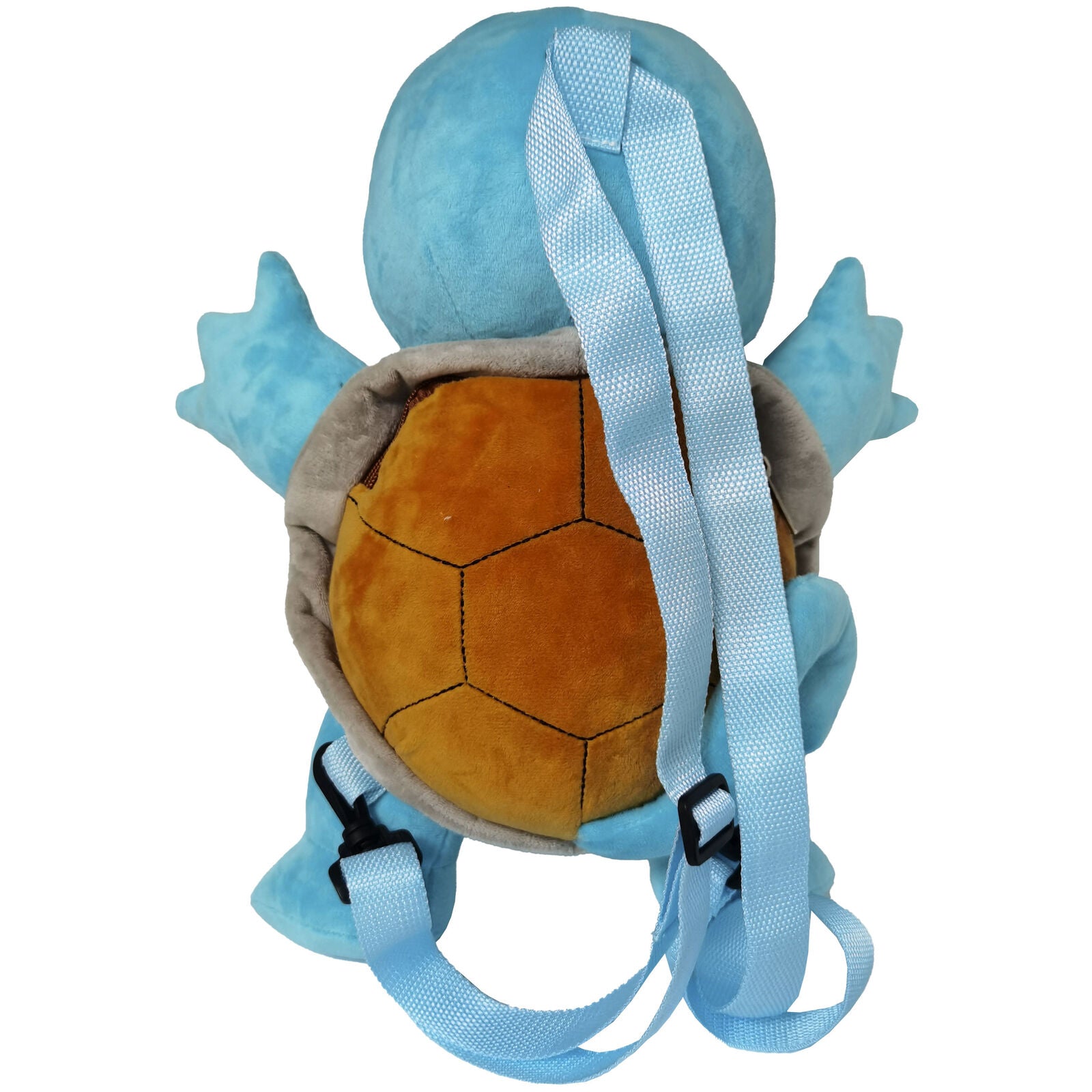 Λούτρινη τσάντα πλάτης Pokémon Squirtle, πίσω όψη με καφέ κέλυφος και γαλάζια λουράκια