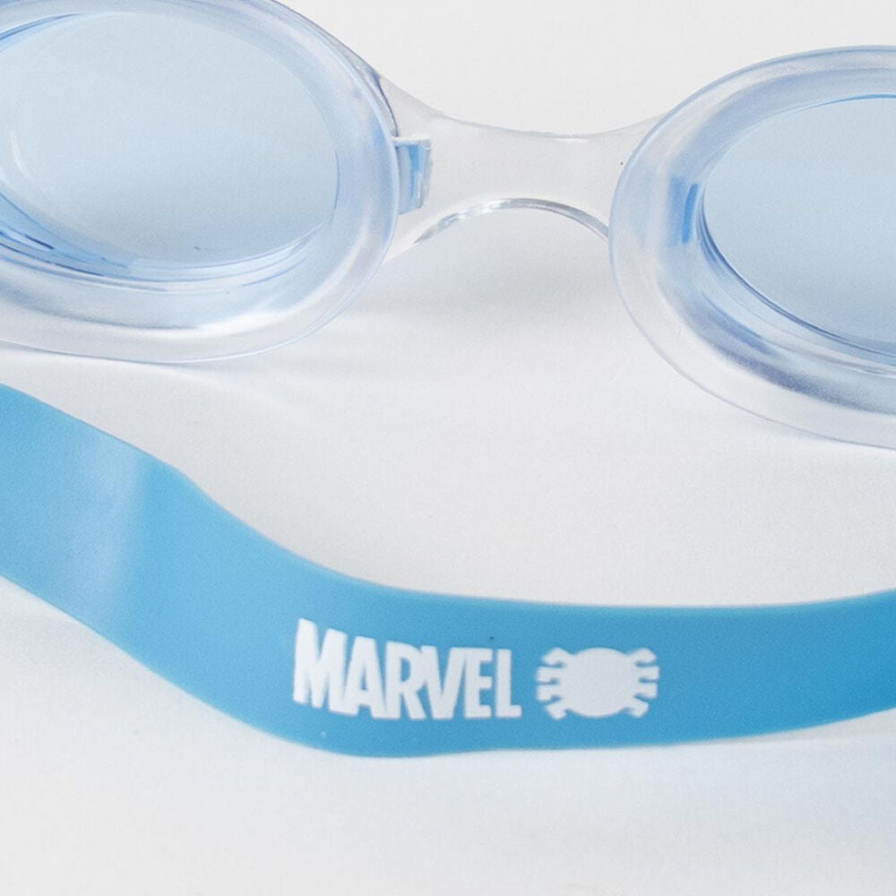 Σετ Θαλάσσης Spider-Man, κοντινό γυαλιών, MARVEL logo αράχνη στο γαλάζιο λουράκι, διάφανοι φακοί