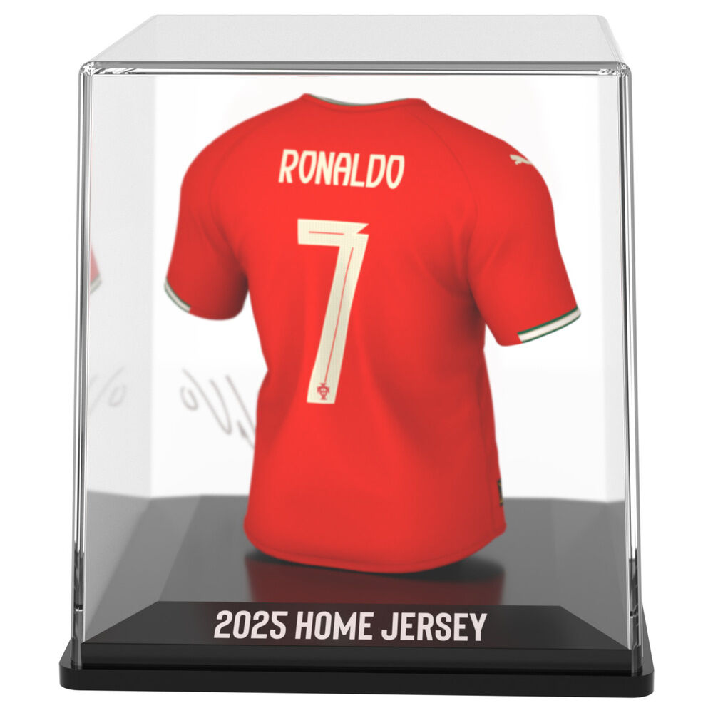 Cristiano Ronaldo #7 Portugal, μίνι φανέλα πίσω σε ακρυλική θήκη με επιγραφή "2025 HOME JERSEY"