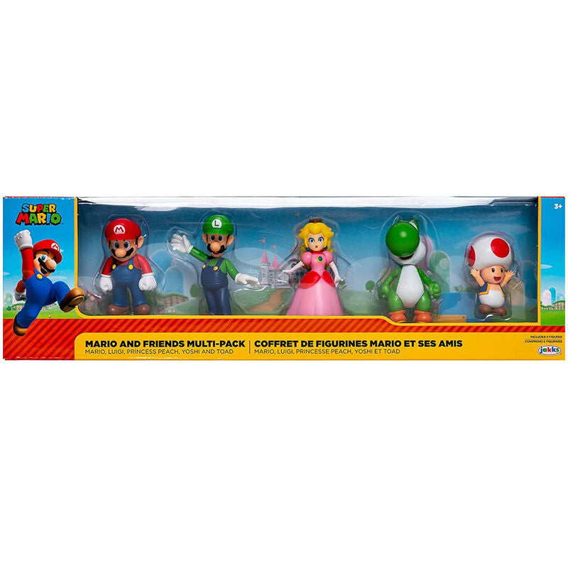 Super Mario and Friends Multi-Pack κουτί, Mario Luigi Peach Yoshi Toad φιγούρες