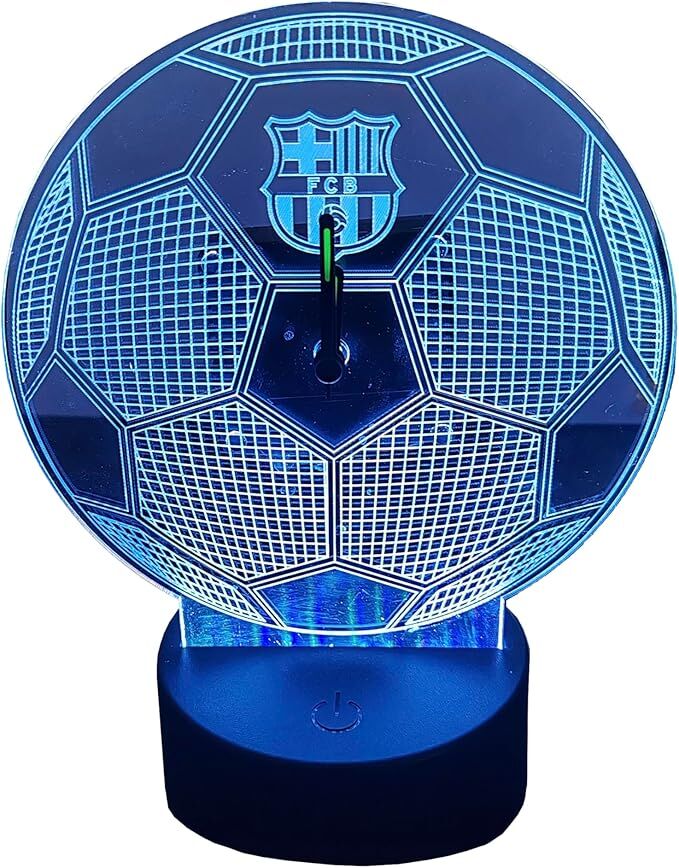 FC Barcelona, ρολόι LED μπάλα ποδοσφαίρου με μπλε φωτισμό και έμβλημα FCB