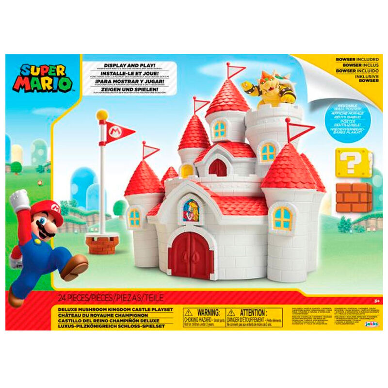 Super Mario Deluxe Κάστρο Βασίλειο Μανιταριών κουτί, Mario και Bowser φιγούρες, 24 κομμάτια