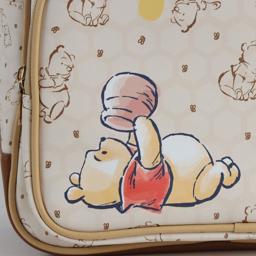 Winnie the Pooh ξαπλωμένος με βάζο μελιού, έγχρωμη εκτύπωση σε εκρού δερματίνη