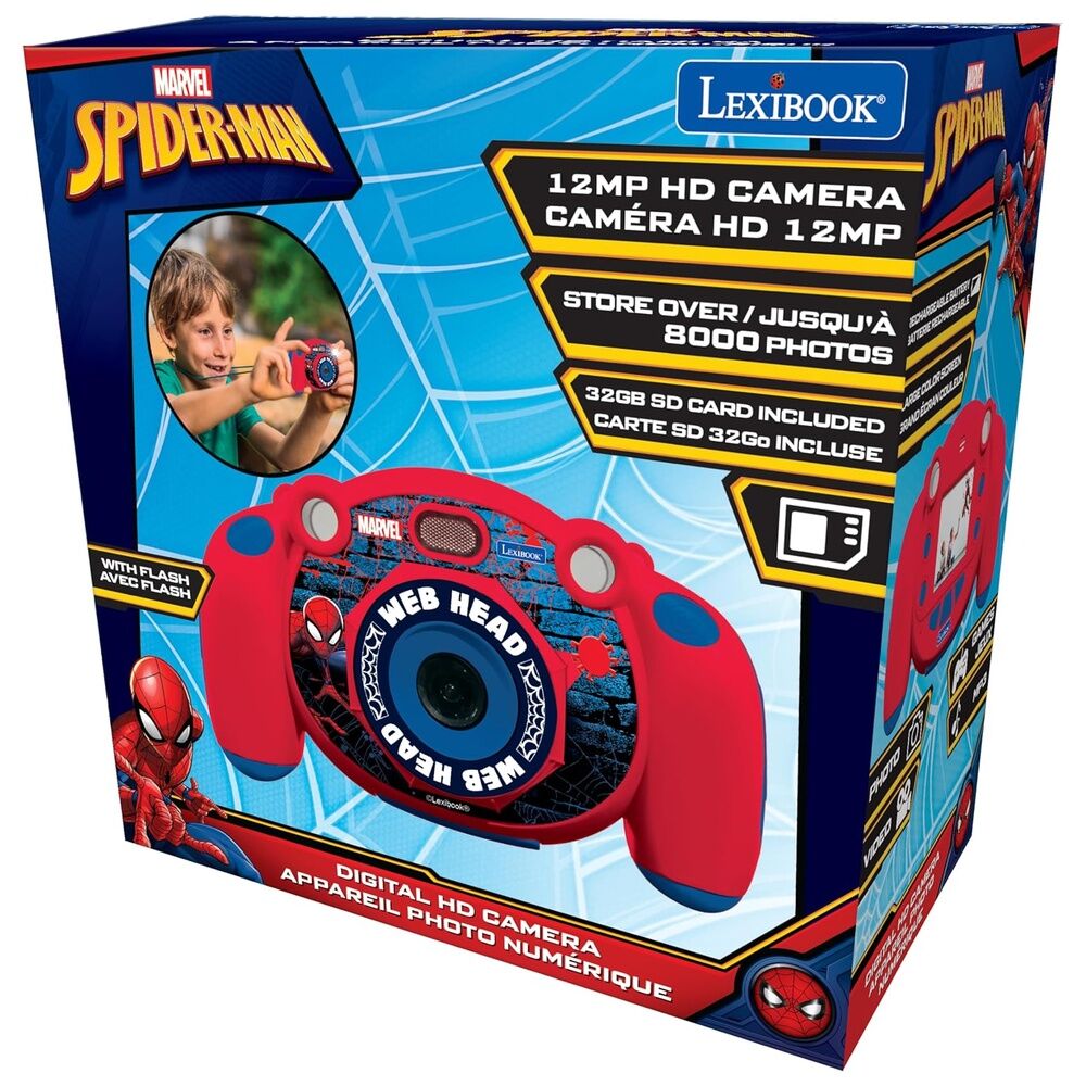 Κάμερα Spider-Man Lexibook 12MP, κουτί, WEB HEAD φακός, 12MP HD 8000 PHOTOS 32GB SD CARD