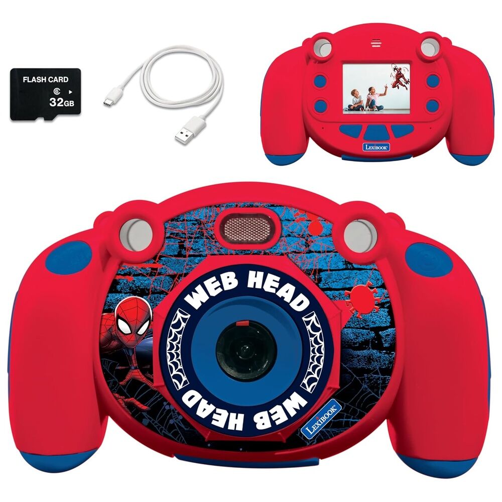 Κάμερα Spider-Man Lexibook 12MP, μπροστά πίσω, WEB HEAD φακός, 32GB SD card, USB καλώδιο