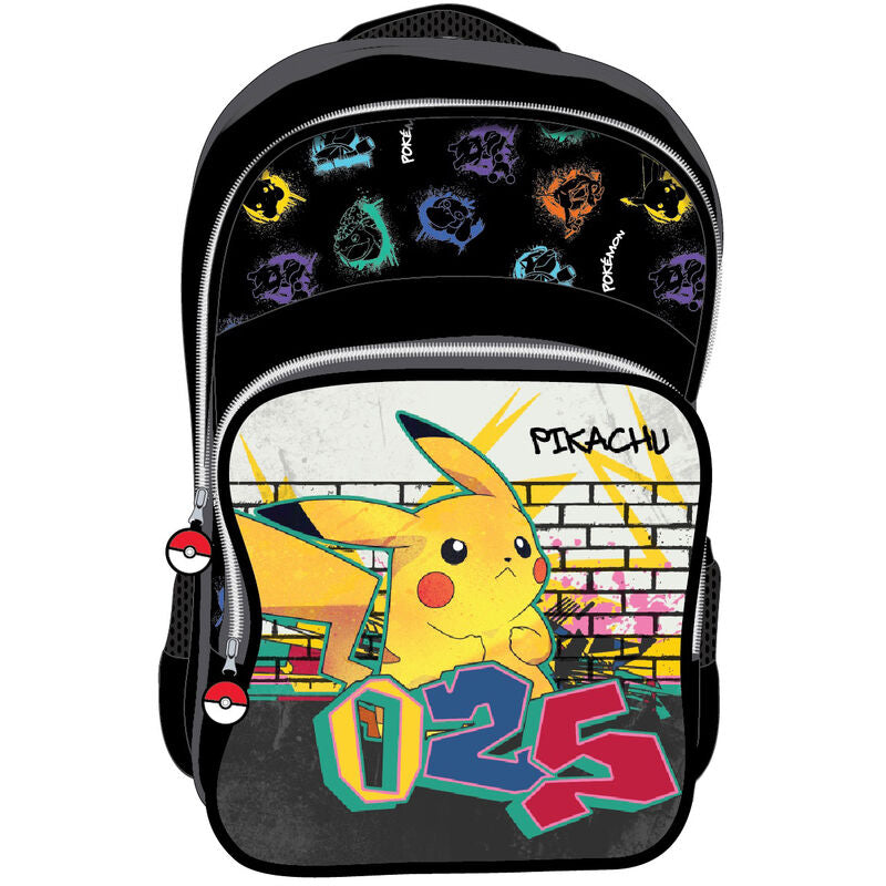 Τσάντα πλάτης Pokémon μαύρη με Pikachu σε γκράφιτι στυλ, κείμενο PIKACHU και αριθμό #025