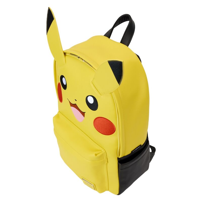 Τσάντα πλάτης Pokémon Pikachu κίτρινη με τρισδιάστατα αυτιά και κόκκινα μάγουλα, αριστερή όψη