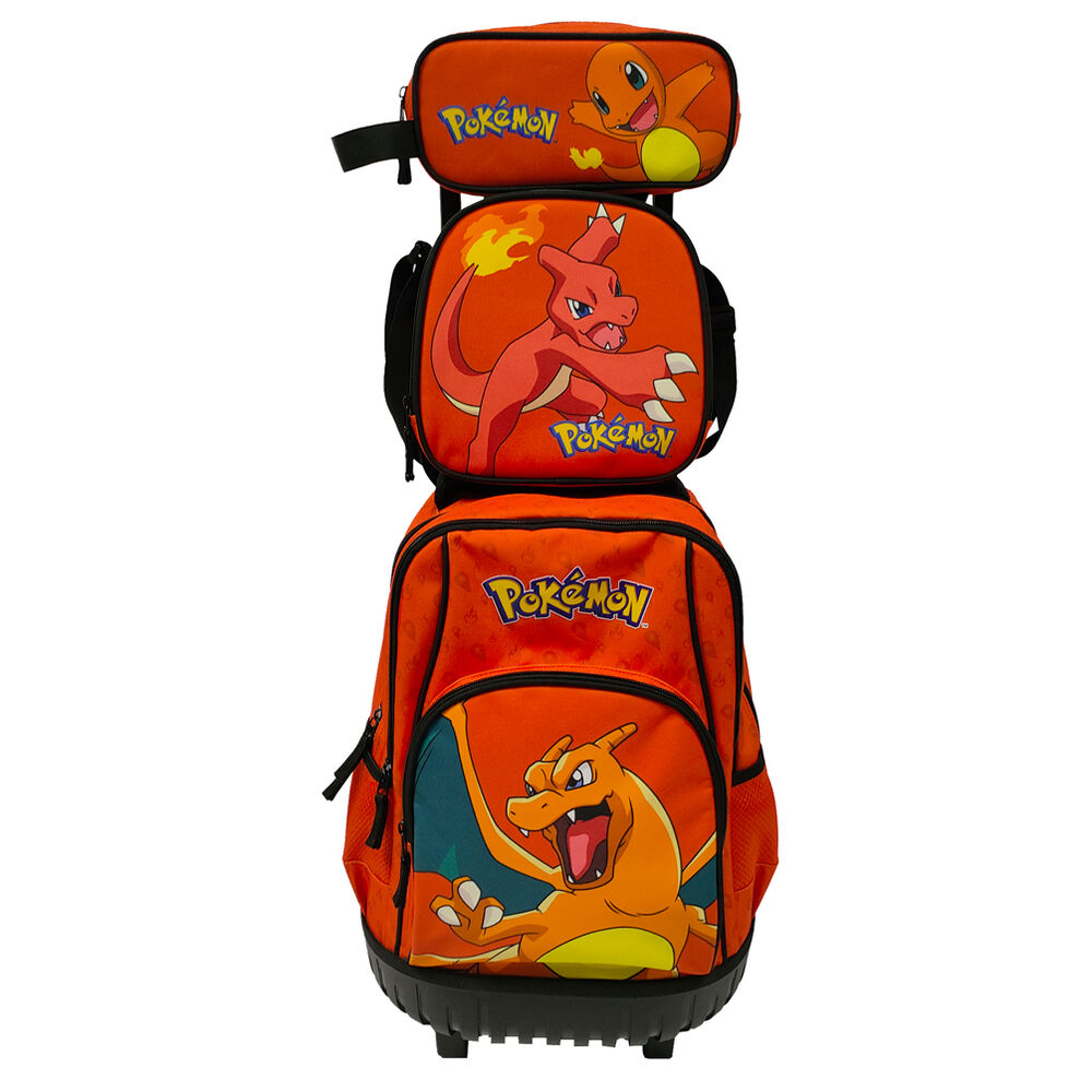 Σετ Pokémon τρόλεϊ τσάντα με Charizard, τσάντα ώμου με Charmeleon, κασετίνα και τσαντάκι φαγητού με Charmander