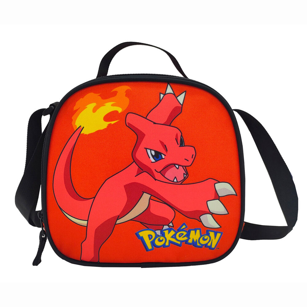 Τσαντάκι φαγητού Pokémon πορτοκαλί με Charmeleon και φλόγα στην ουρά, λογότυπο Pokémon