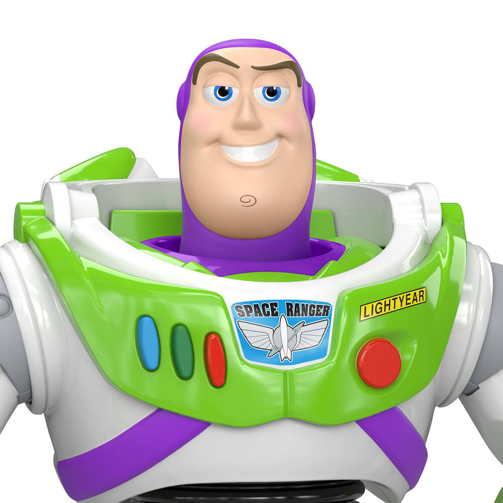 Φιγούρα δράσης Buzz Lightyear, κοντινό πρόσωπο με λεπτομέρειες στολής Space Ranger