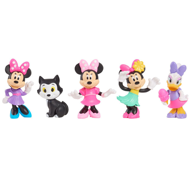 Minnie Mouse Disney Junior, σετ 5 mini φιγούρων Minnie, Daisy, Figaro σε λευκό φόντο