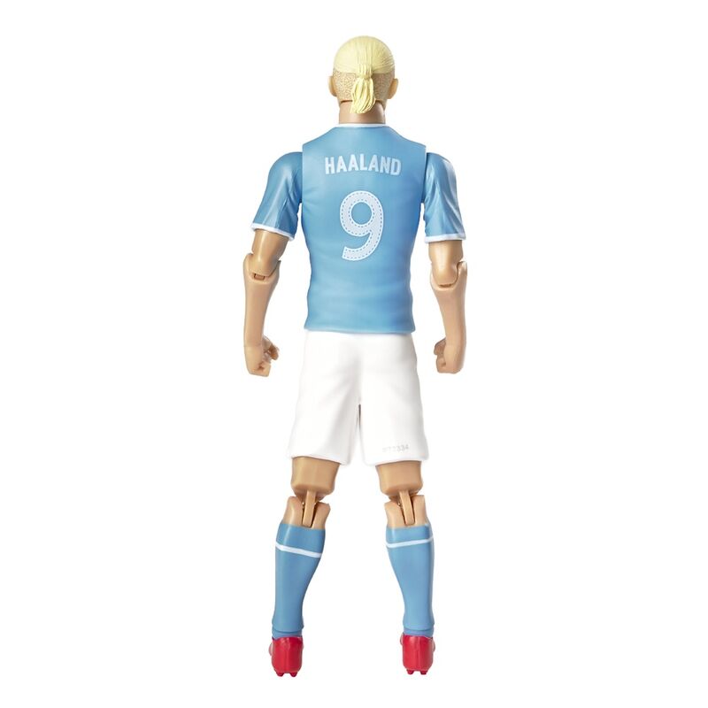 Haaland #9 Manchester City, φιγούρα δράσης πίσω όψη με επιγραφή "HAALAND 9" στη γαλάζια φανέλα