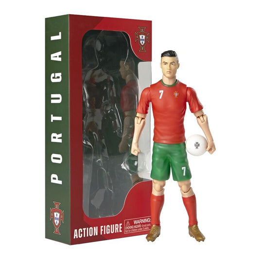 Ronaldo #7 Portugal, φιγούρα με κόκκινη στολή και μπάλα, κουτί με επιγραφή "PORTUGAL"