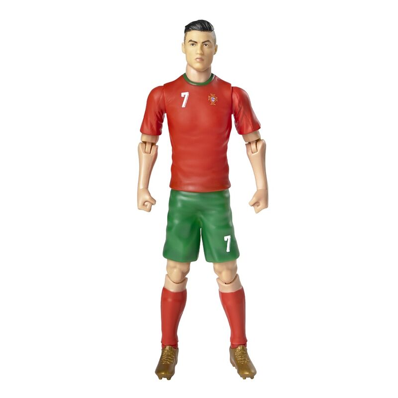 Ronaldo #7 Portugal, φιγούρα ολόσωμη με κόκκινη φανέλα, πράσινο σορτς και χρυσά παπούτσια