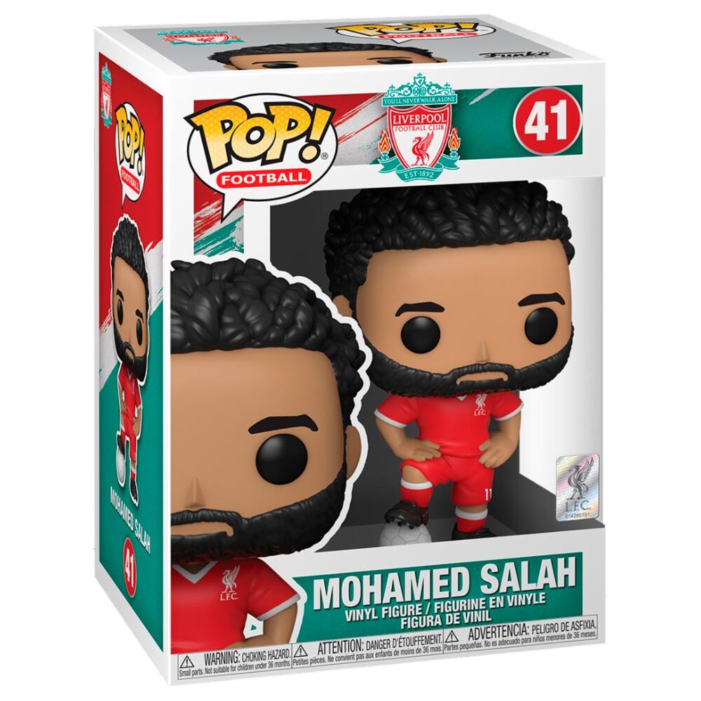 Funko POP! Football Mohamed Salah #41 Liverpool, κουτί με φιγούρα βινυλίου σε κόκκινη στολή και μπάλα