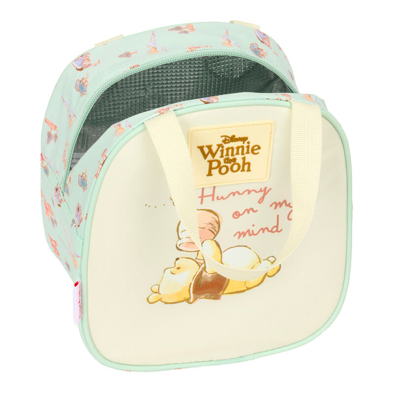 Winnie the Pooh θερμική τσάντα φαγητού ανοιχτή, εσωτερική επένδυση αλουμινίου, mint εκρού χρώμα